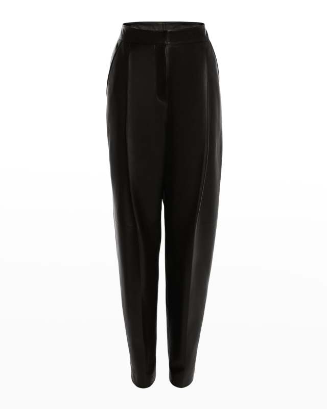 Leather Straight-Leg Pants
